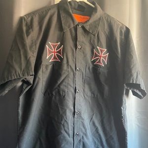 Men’s L Felon Clothing Co. button up punk goth